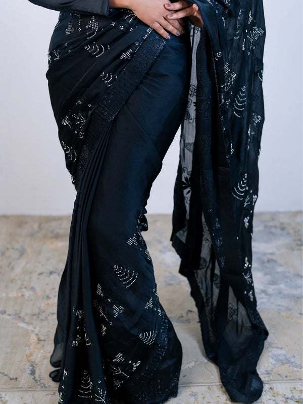 Black Georgette Saree with Blouse Piece