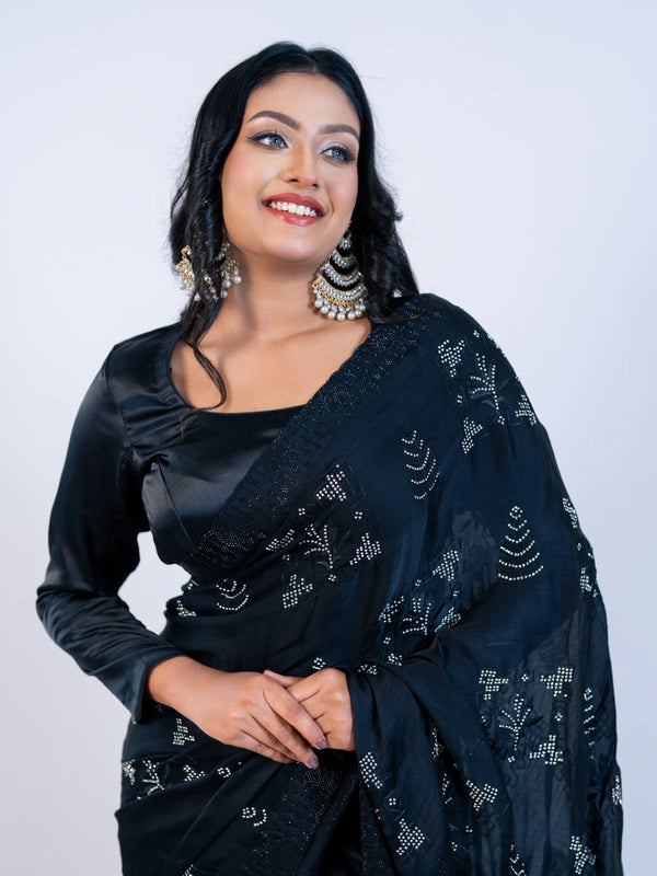 Black Georgette Saree with Blouse Piece