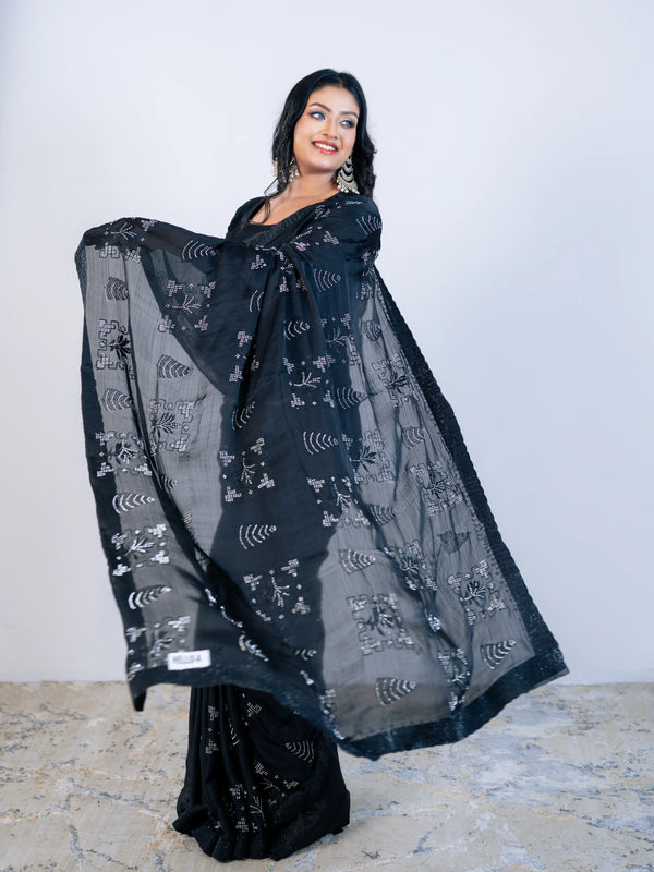 Black Georgette Saree with Blouse Piece