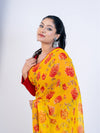 Yellow Soft Georgette Saree with Satin Blouse