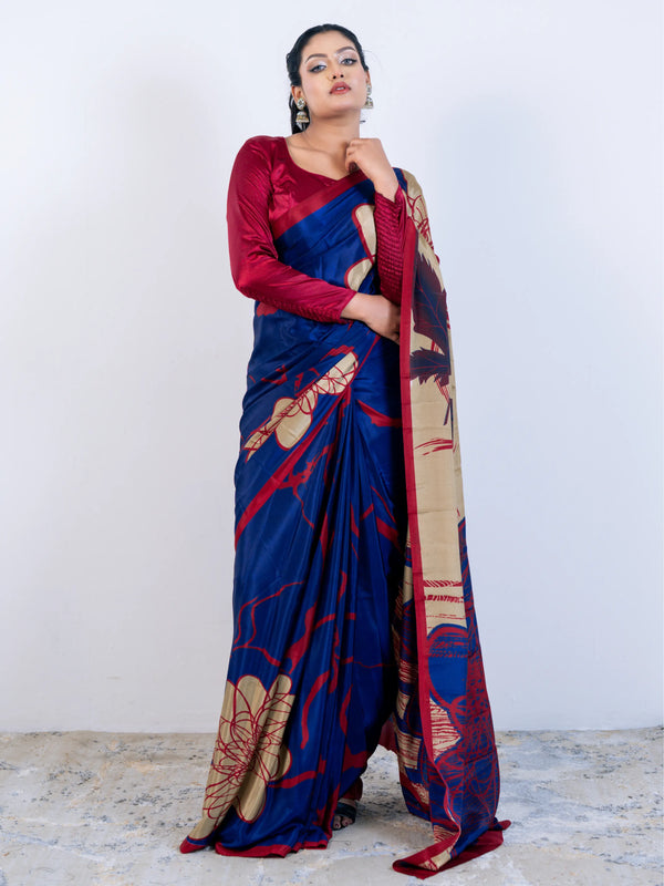 Blue Soft Silk Saree with Blouse