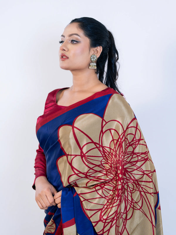 Blue Soft Silk Saree with Blouse