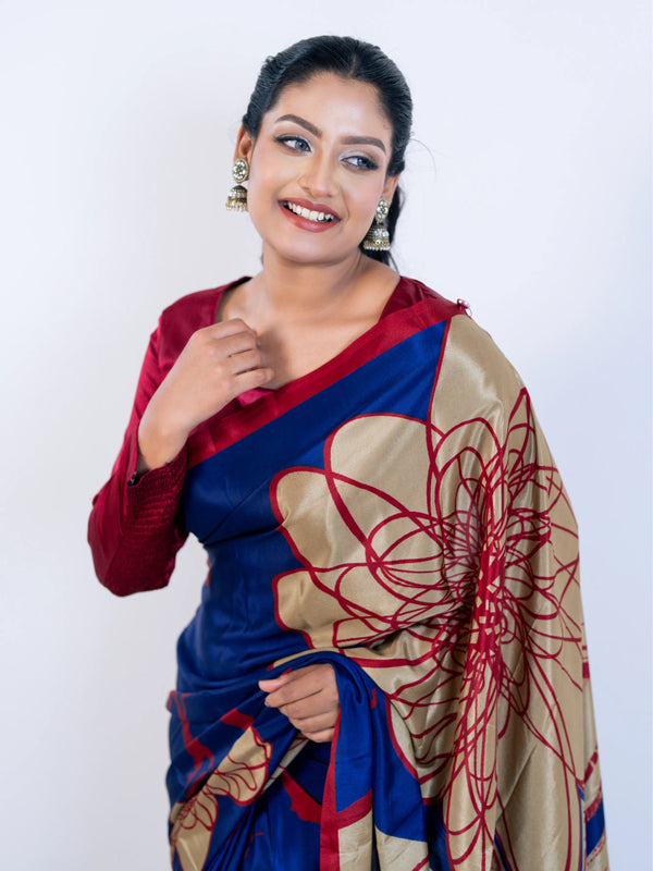Blue Soft Silk Saree with Blouse