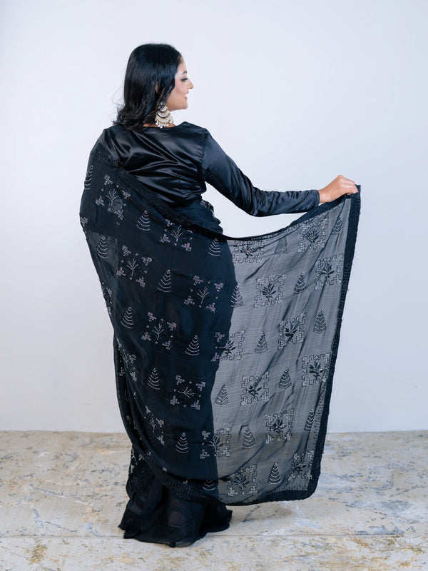 Black Georgette Saree with Blouse Piece