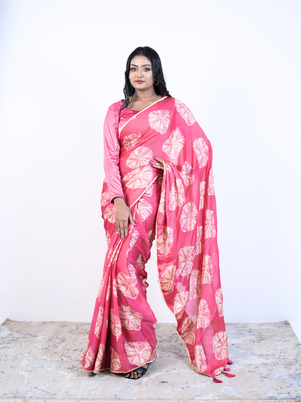 Tiana Pink Craft Chiffon Saree