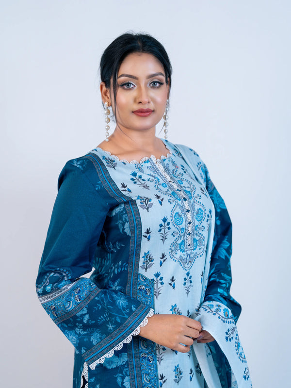 Till BlueThree-Piece Set Unstitched