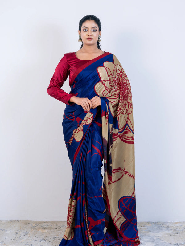 Blue Soft Silk Saree with Blouse