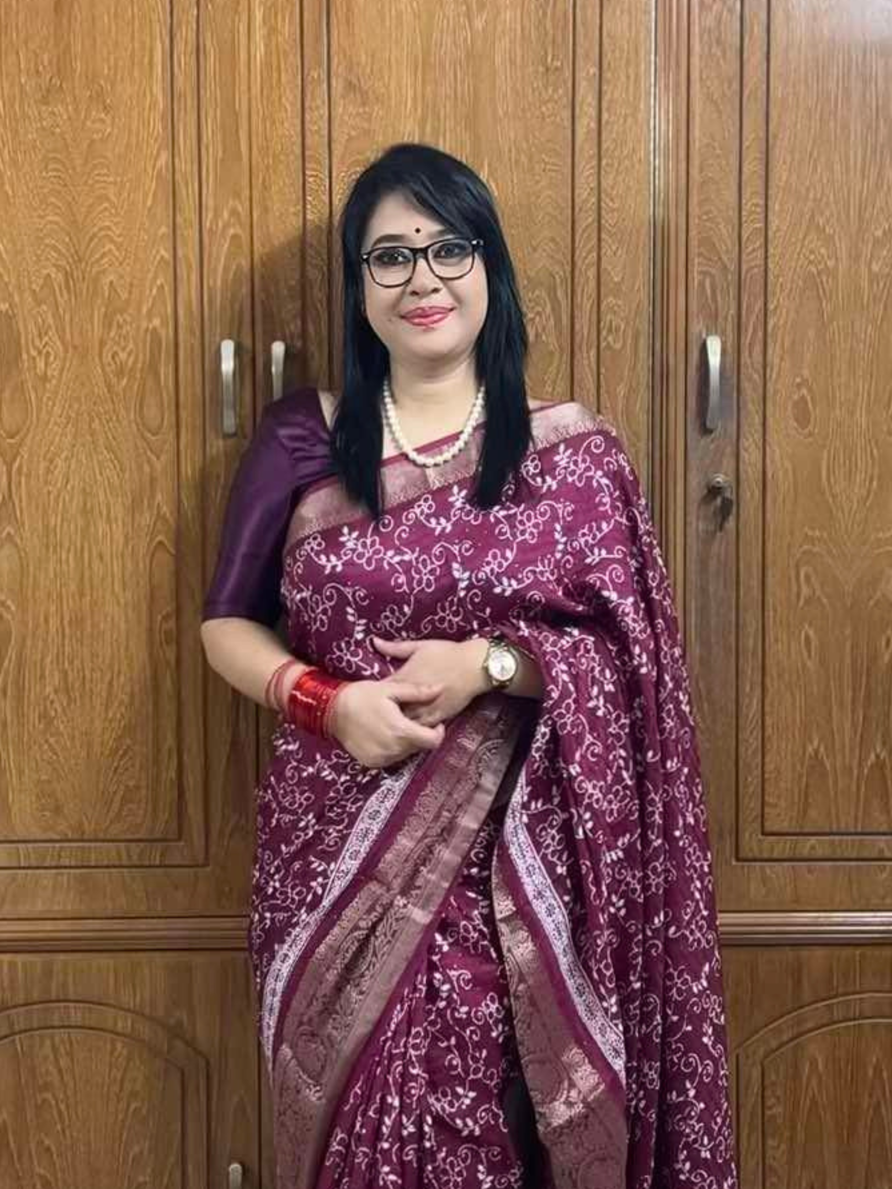 Royal Jam Wine Floral Soft Silk Saree