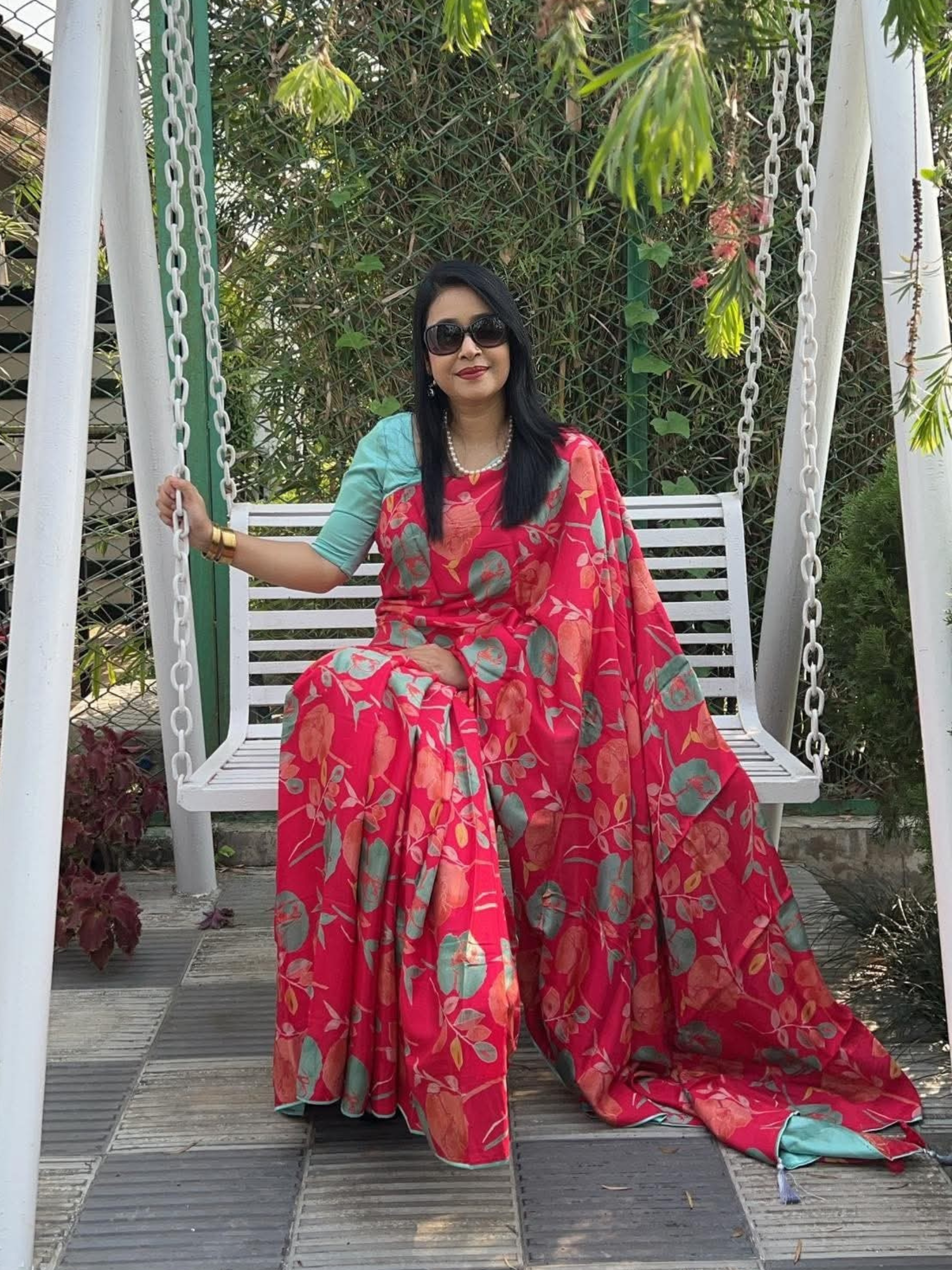 Vibrant Rainbow Zigzag Soft Silk Saree