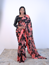 Black Craft Chiffon Saree with Blouse Piece
