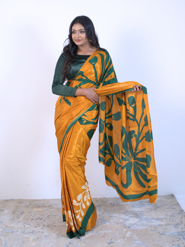Tiana Mustard Green Craft Chiffon Saree